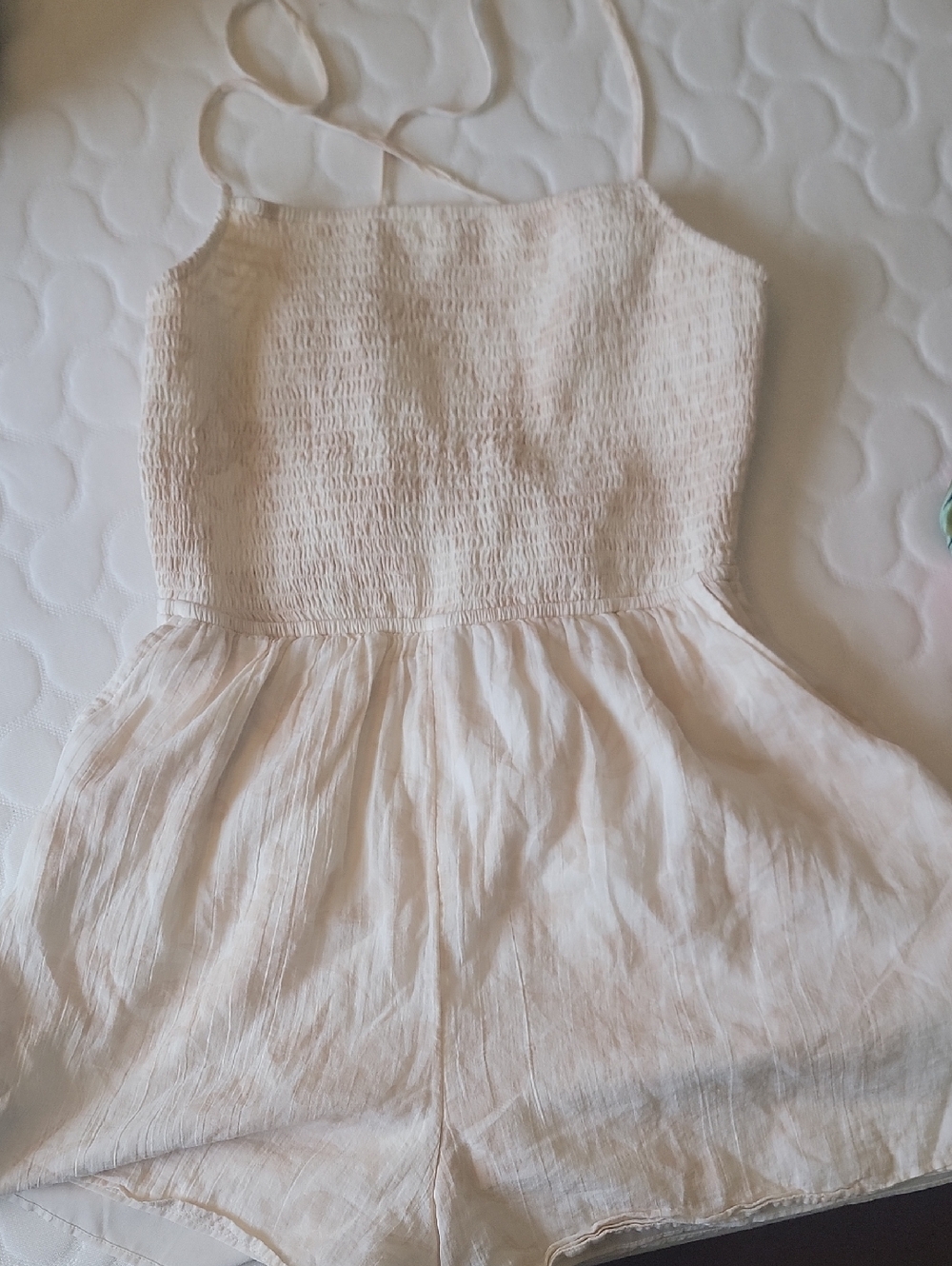 American Eagle Outfitters Cream Smocked Top